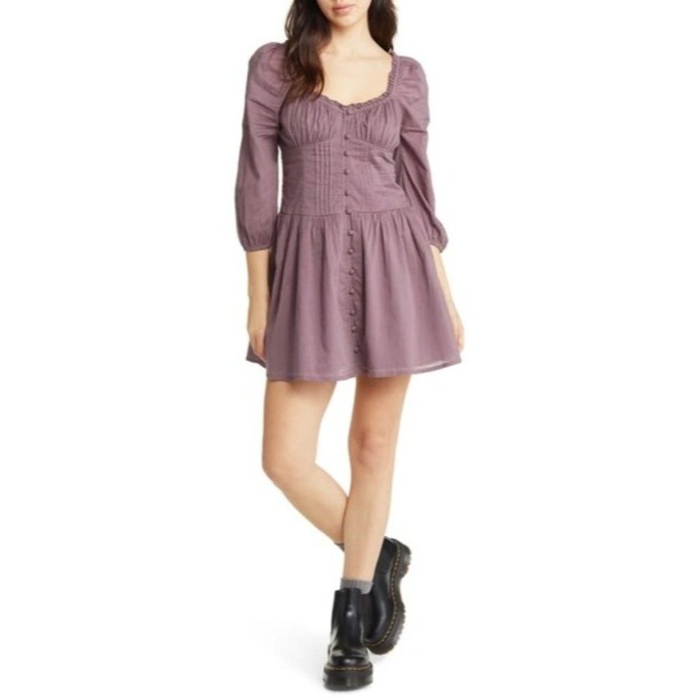 NWT BDG Urban Outfitters Lydia 3/4 Sleeve Corsetry Mini Dress, size X-Small - Picture 2 of 10